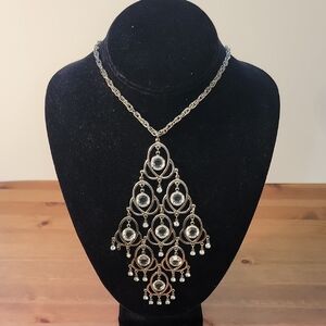 Celebrity NY Elegant Silver-Tone Chandelier Crystal/Rhinestone Necklace